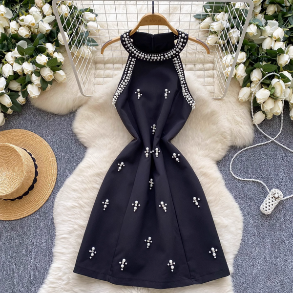 Premium Rhinestone Studded Halter Dress