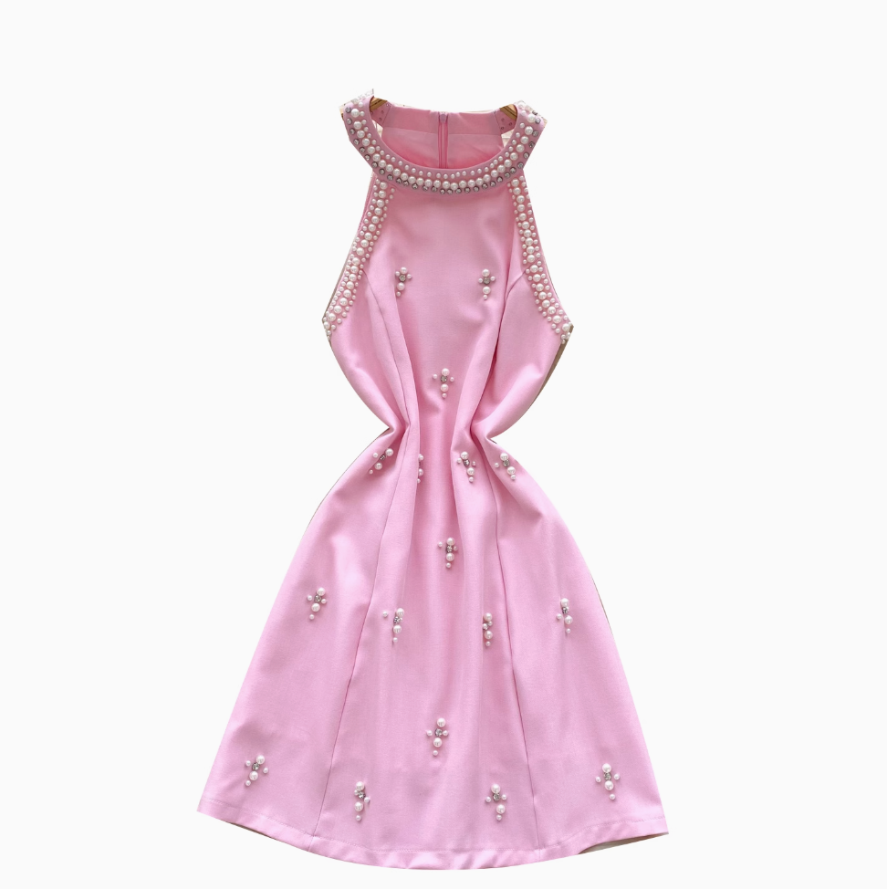 Premium Rhinestone Studded Halter Dress