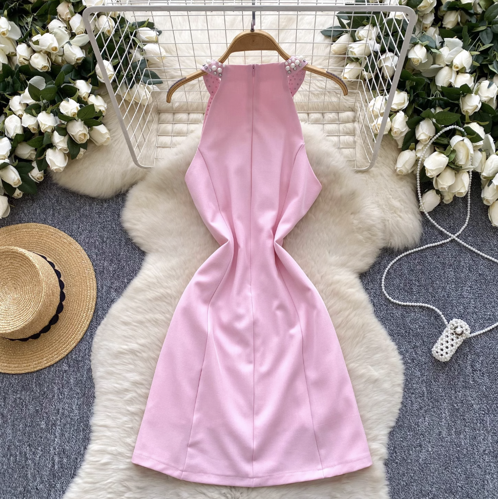 Premium Rhinestone Studded Halter Dress