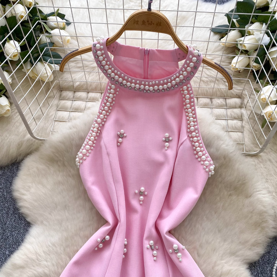 Premium Rhinestone Studded Halter Dress