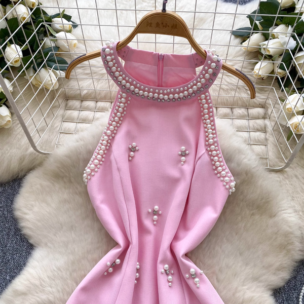 Premium Rhinestone Studded Halter Dress