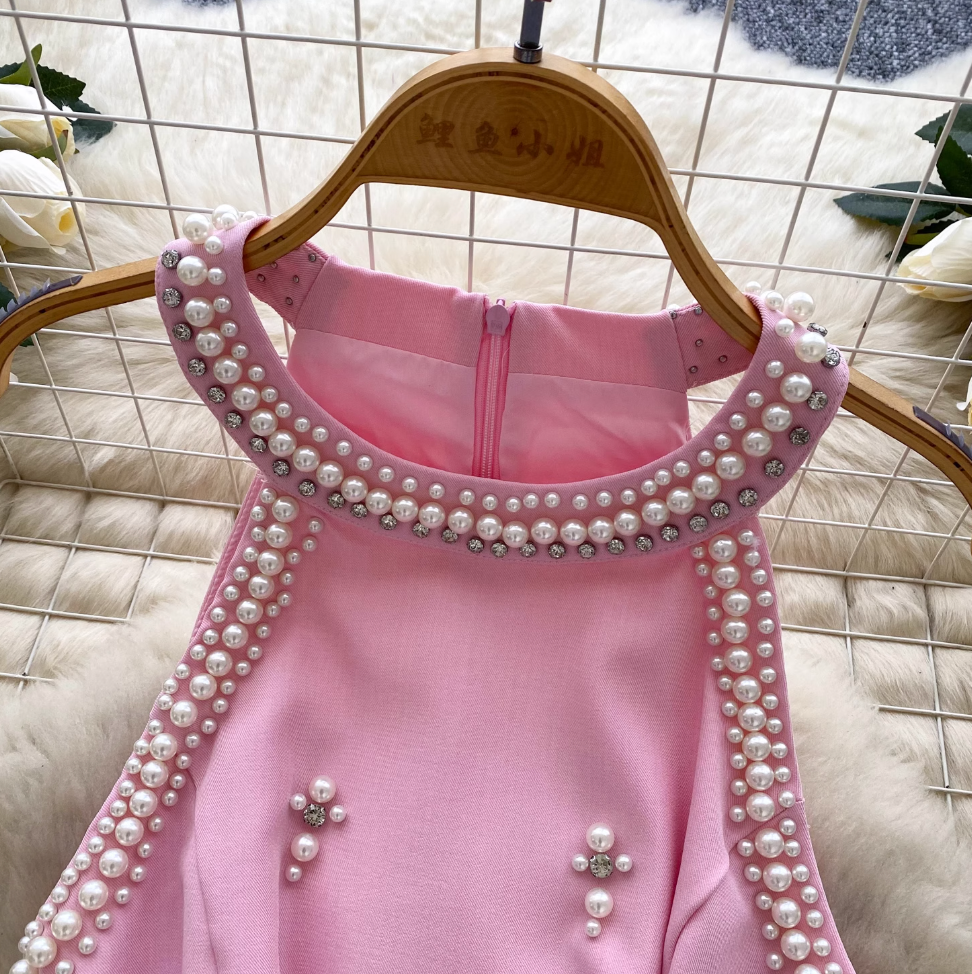 Premium Rhinestone Studded Halter Dress