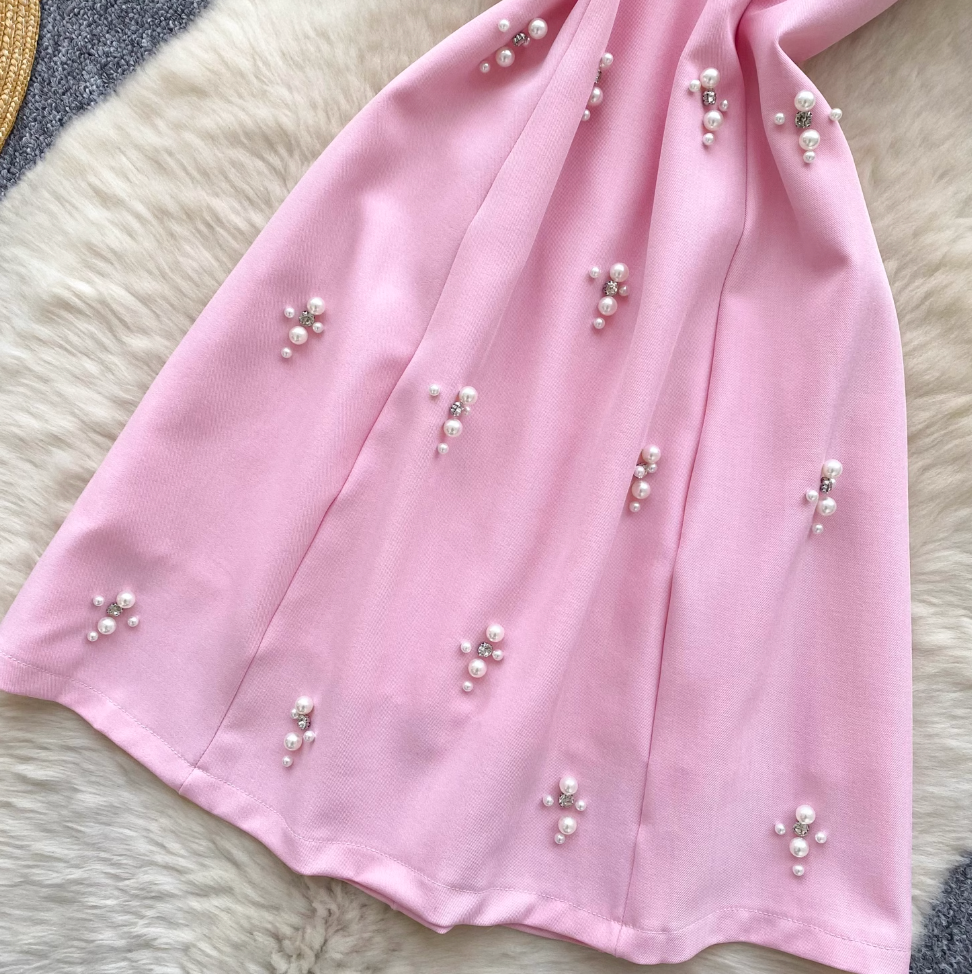 Premium Rhinestone Studded Halter Dress