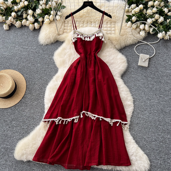 Irregular Design Sequin Fringed Slip Dress