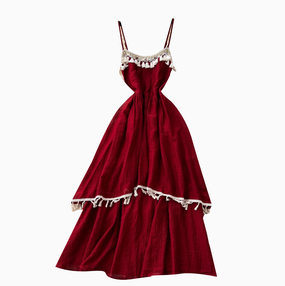 Irregular Design Sequin Fringed Slip Dress