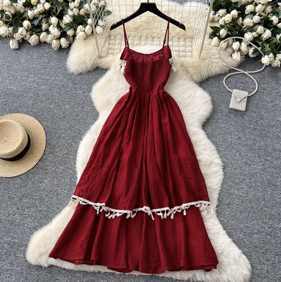 Irregular Design Sequin Fringed Slip Dress