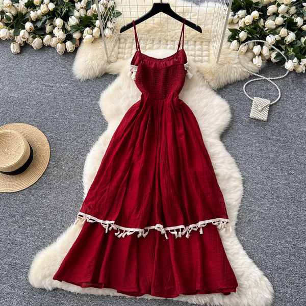 Irregular Design Sequin Fringed Slip Dress