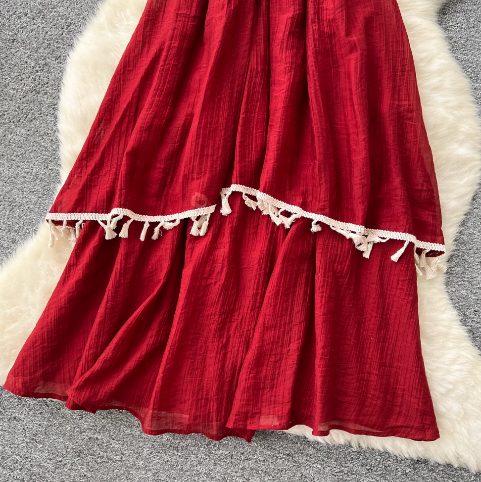 Irregular Design Sequin Fringed Slip Dress