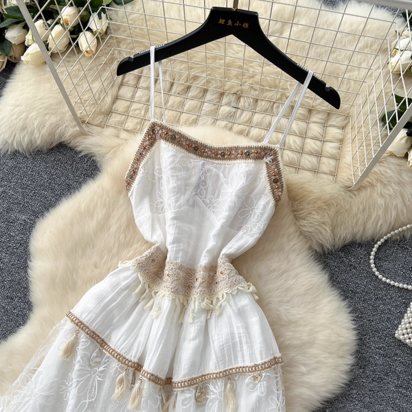 Bohemian Sequined Embroidery Slip Dress