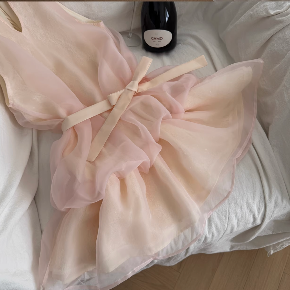 Sweetie Pink Mesh Halter Dress