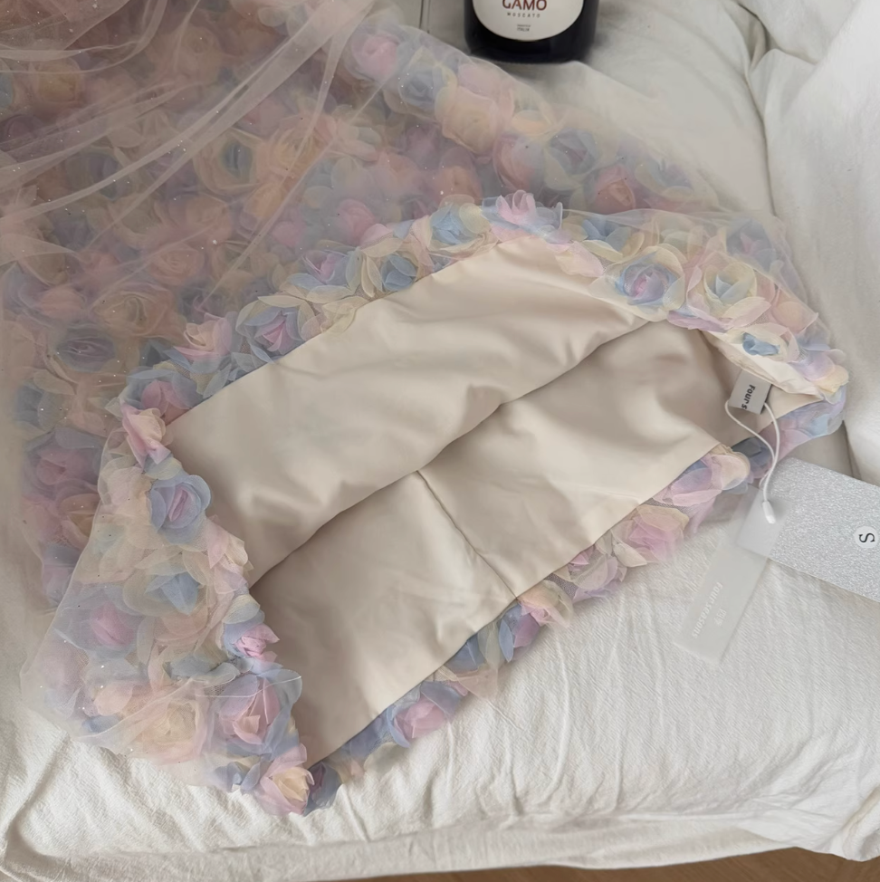 Fairy Colorful 3d Flower Slip Dress