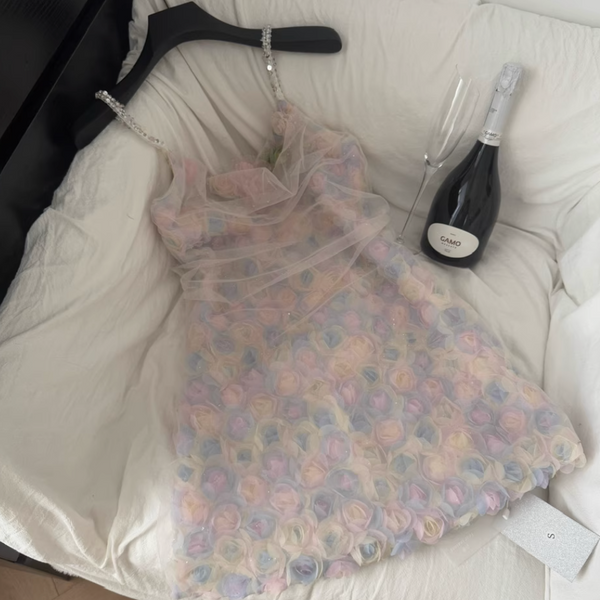 Fairy Colorful 3d Flower Slip Dress