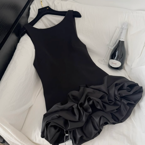 Simple Design Ruffled Vest Dress