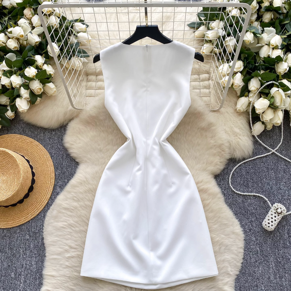 Rhinestone Beaded Sleeveless A-line Dress