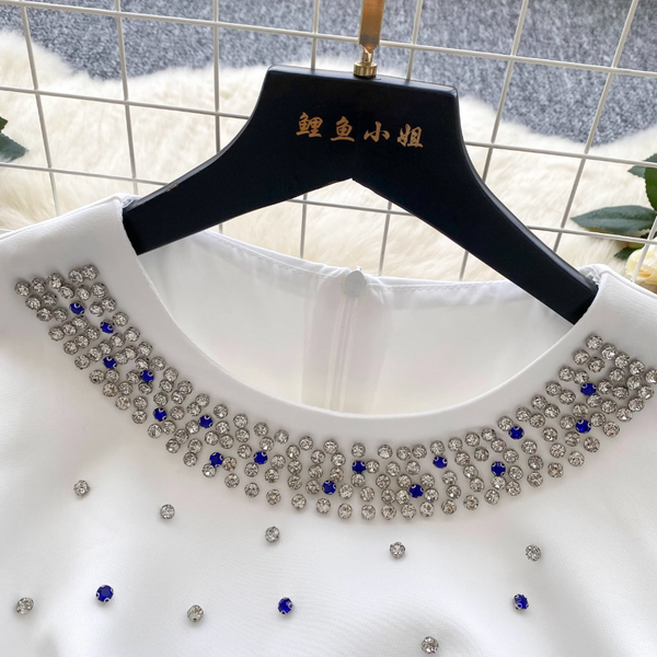 Rhinestone Beaded Sleeveless A-line Dress