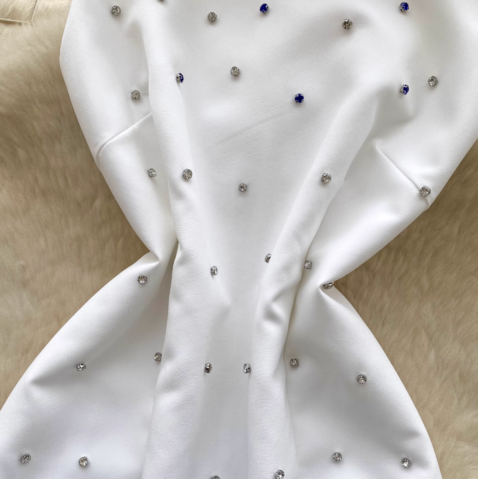 Rhinestone Beaded Sleeveless A-line Dress