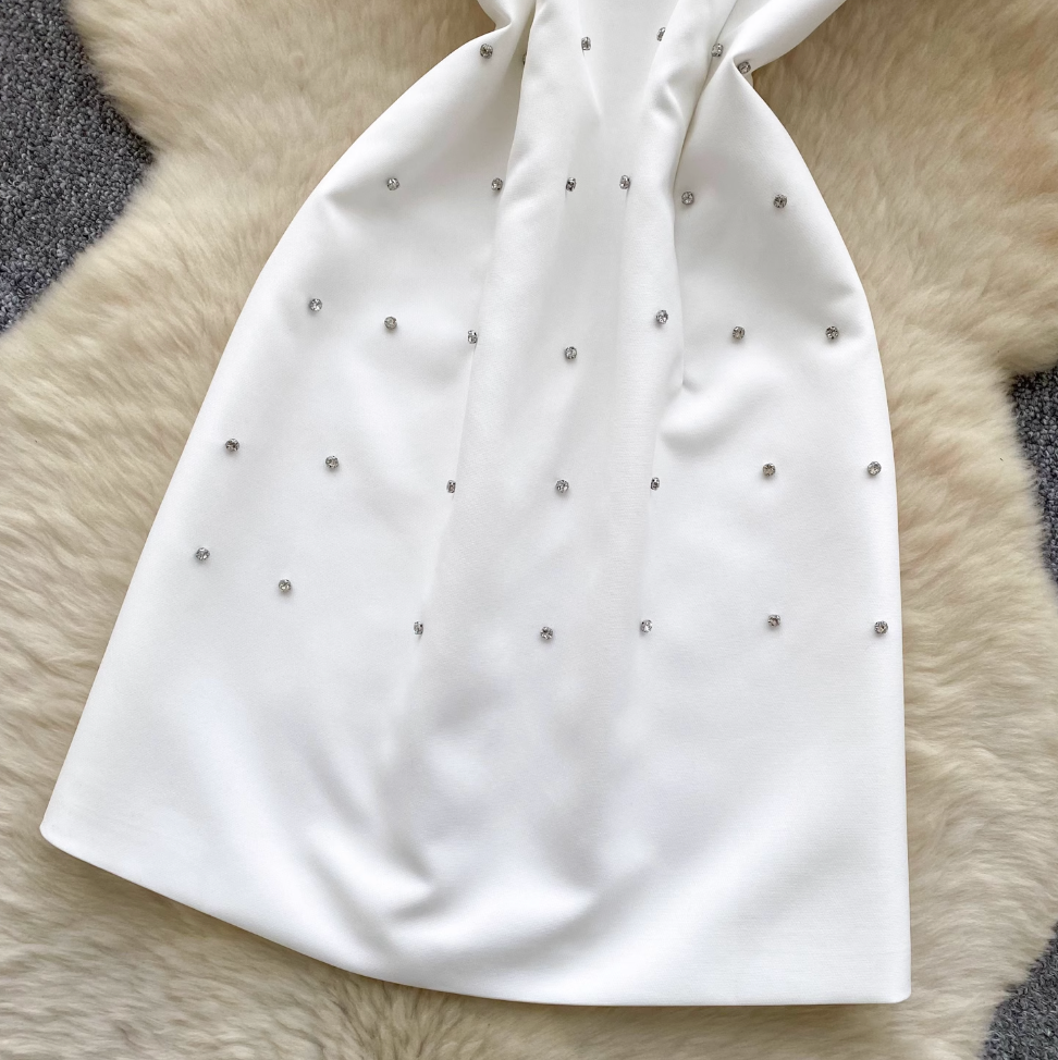 Rhinestone Beaded Sleeveless A-line Dress