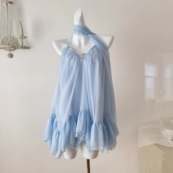 Fairy Blue Slip Dress with Ribbon