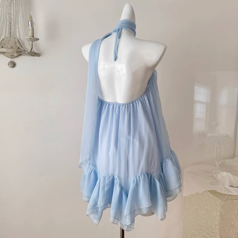Fairy Blue Slip Dress with Ribbon