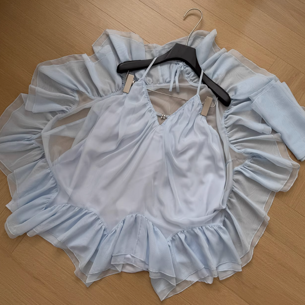 Fairy Blue Slip Dress with Ribbon
