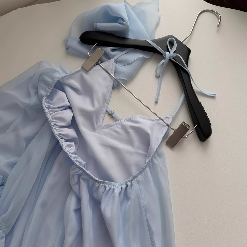 Fairy Blue Slip Dress with Ribbon