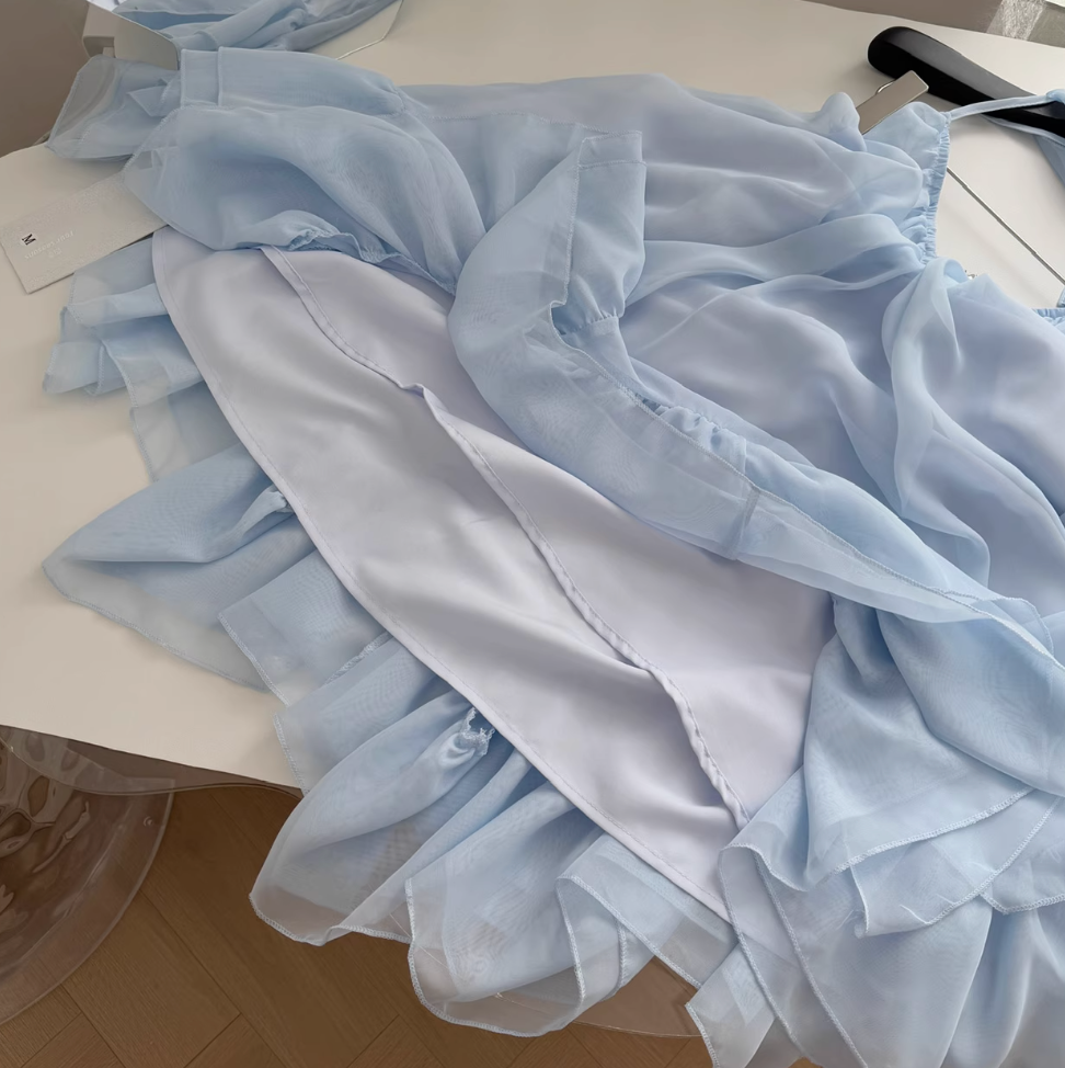 Fairy Blue Slip Dress with Ribbon