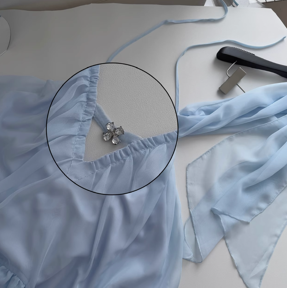 Fairy Blue Slip Dress with Ribbon