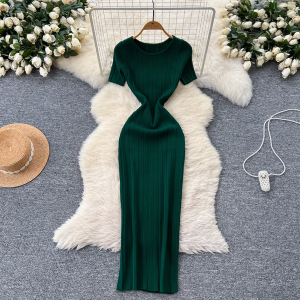 Premium Solid Color Bodycon Knit Dress