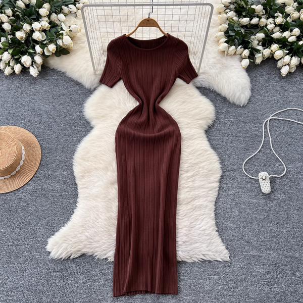 Premium Solid Color Bodycon Knit Dress