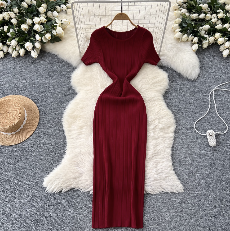 Premium Solid Color Bodycon Knit Dress