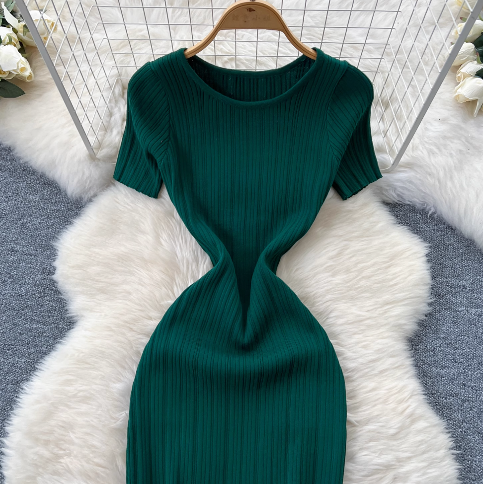 Premium Solid Color Bodycon Knit Dress