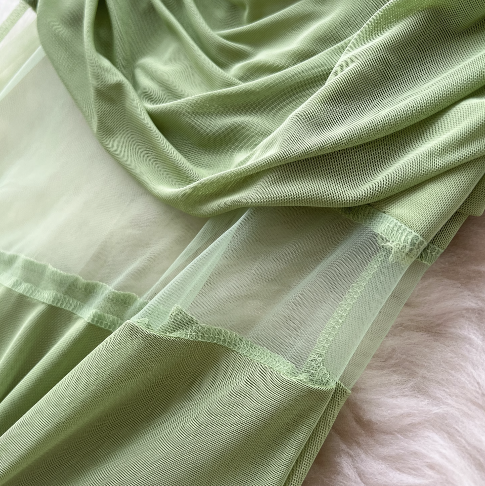 French Style Patchwork Pleated Slip Dress