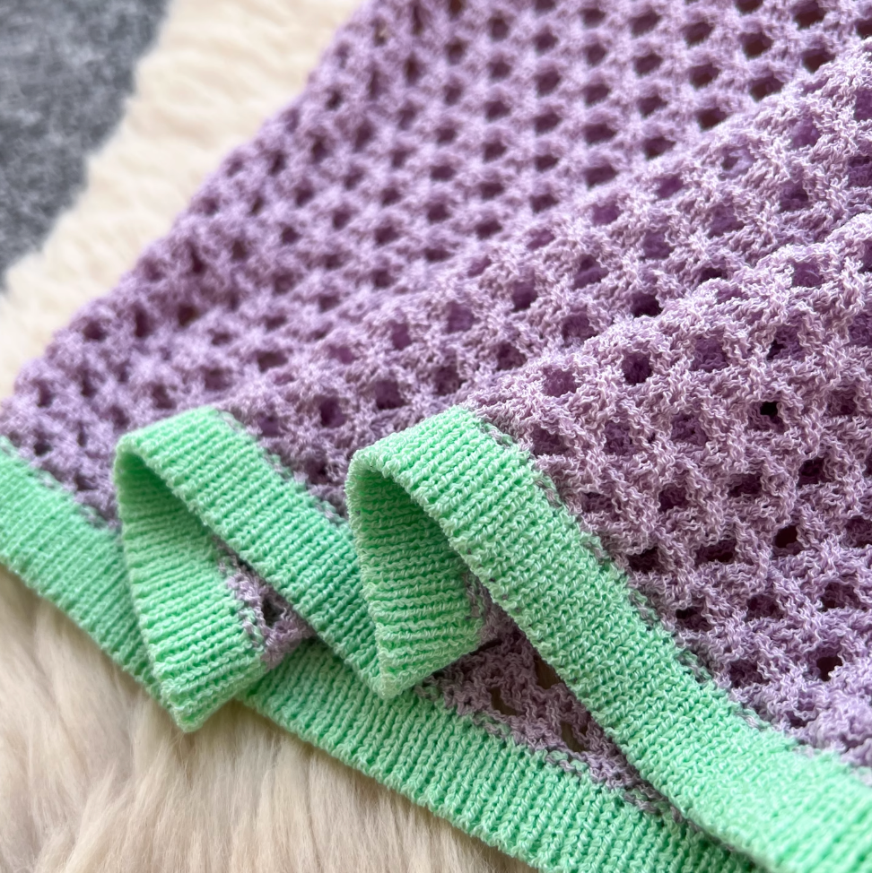 Color Blocking Hollowed Knit Dress