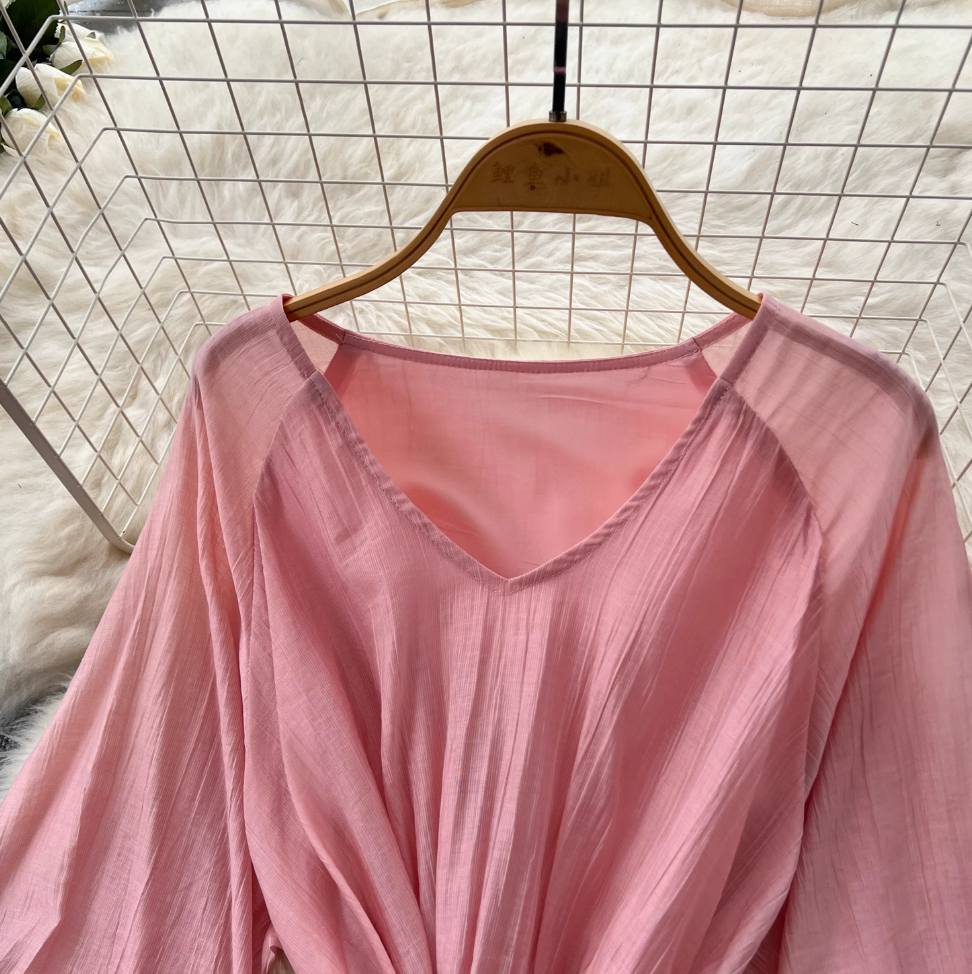 Vintage Lace-up Flared Sleeve Dress