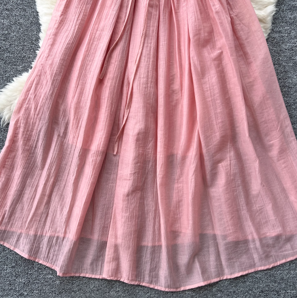 Vintage Lace-up Flared Sleeve Dress