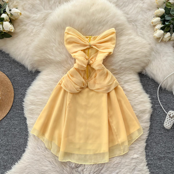 Hollowed Knot Mesh Bustier Dress