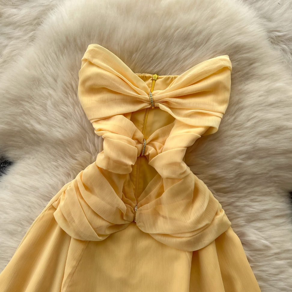 Hollowed Knot Mesh Bustier Dress