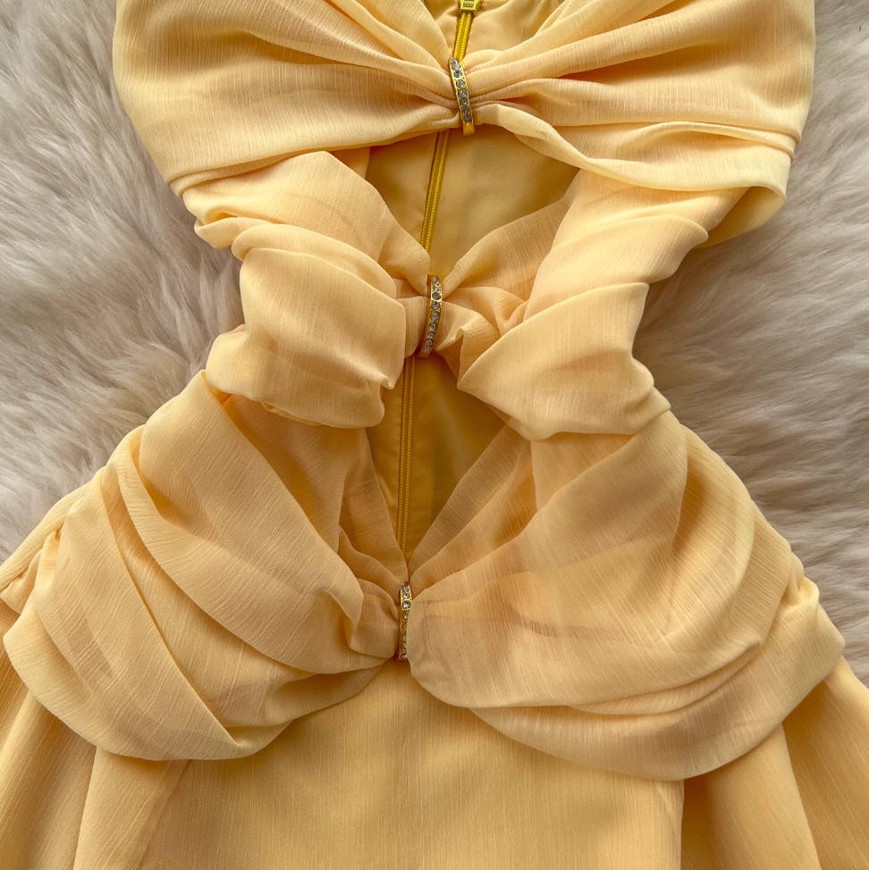 Hollowed Knot Mesh Bustier Dress