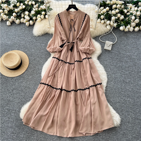 Vintage Wave Pattern Patchwork Dress