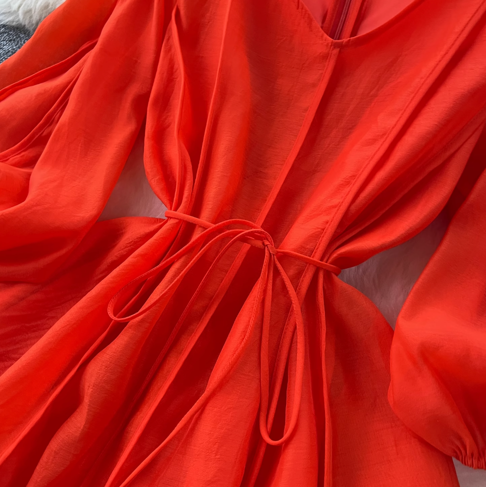 Vintage Flared Sleeve Puffy Dress