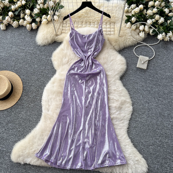Draped Neckline Pleated Slip Dress