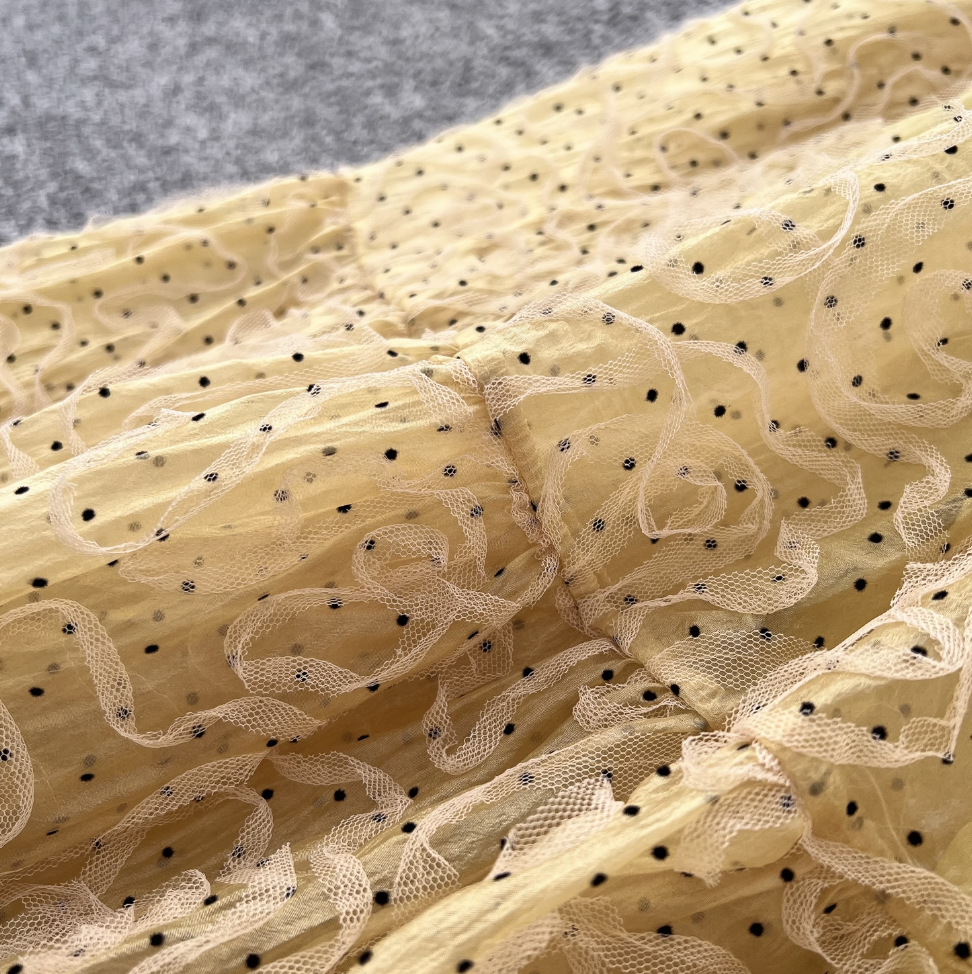 Off-shoulder Polka Dot Embroidery Dress