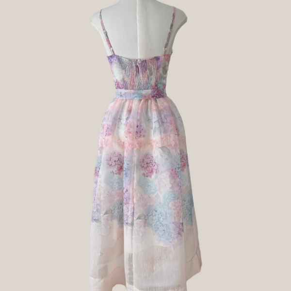 Purplish Floral Lace-up Slip Dress