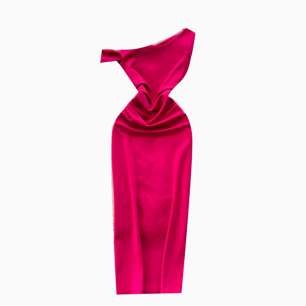 Slant Neckline Slim-fit Party Dress