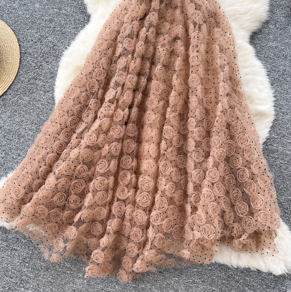 Premium Ruffled Flower Slip Dress