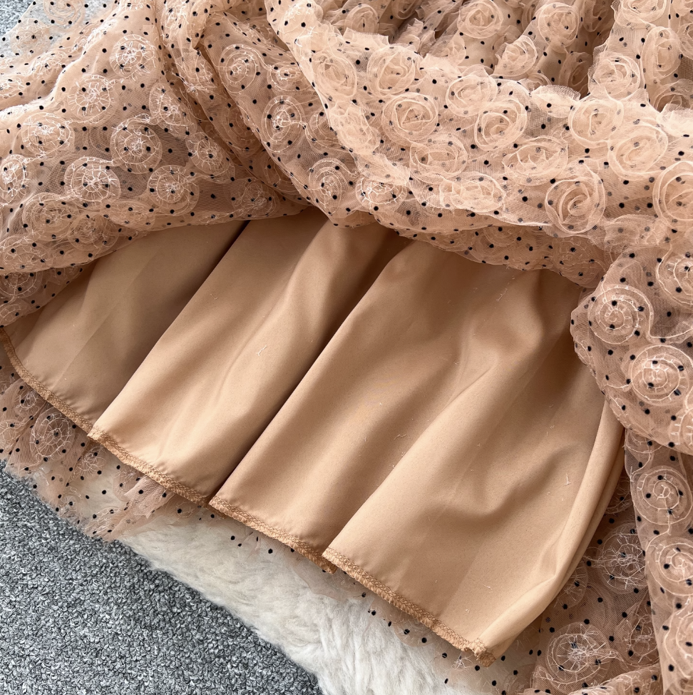 Premium Ruffled Flower Slip Dress
