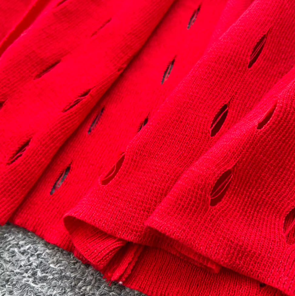 Vintage Polo Collar Hollowed Knitted Dress