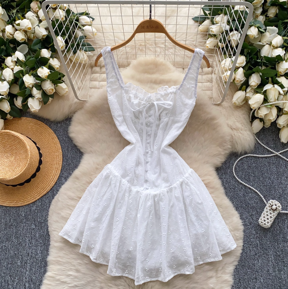 Sweetie Lace-up Patchwork Puffy Dress