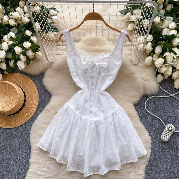 Sweetie Lace-up Patchwork Puffy Dress