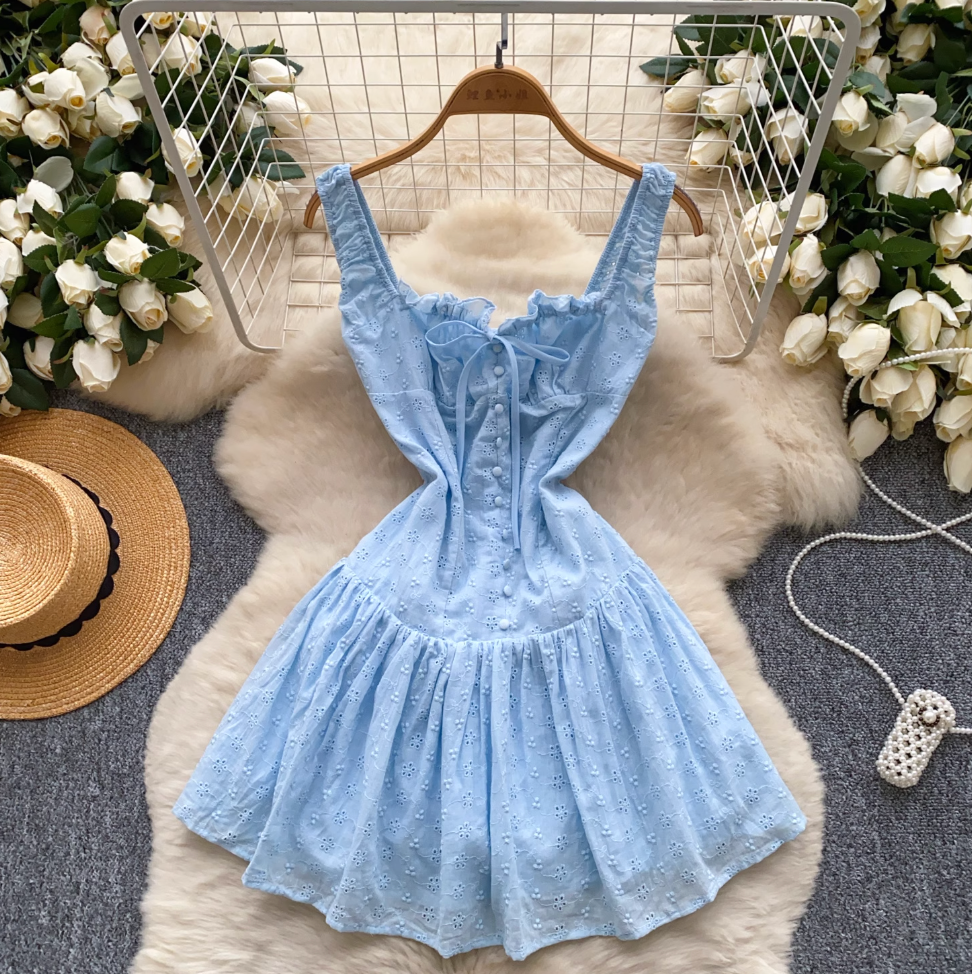 Sweetie Lace-up Patchwork Puffy Dress